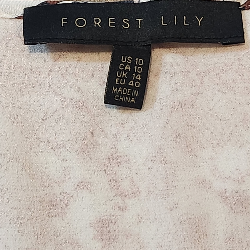 Forest Lily Boho Women's Dress Cream Print 100% Rayon Size 10 - Picture 13 of 13